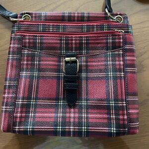 Plaid Crossbody Bag - Red and Black